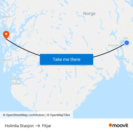 Holmlia Stasjon to Fitjar map