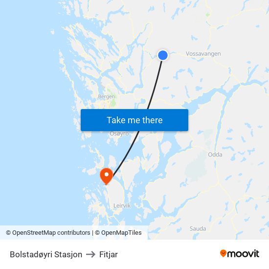 Bolstadøyri Stasjon to Fitjar map