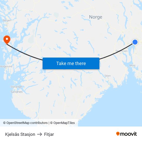 Kjelsås Stasjon to Fitjar map