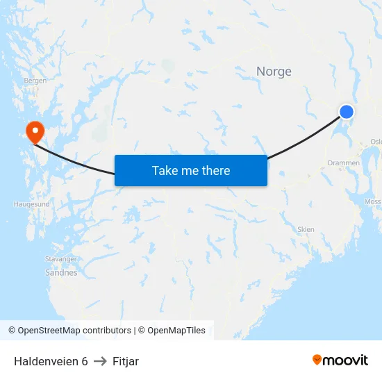 Haldenveien 6 to Fitjar map