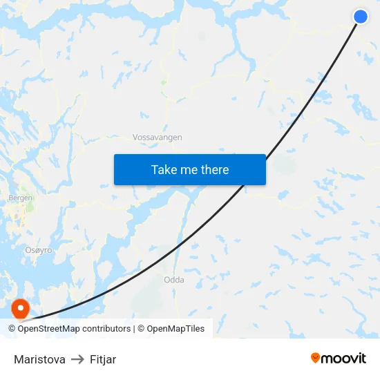 Maristova to Fitjar map