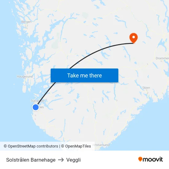 Solstrålen Barnehage to Veggli map