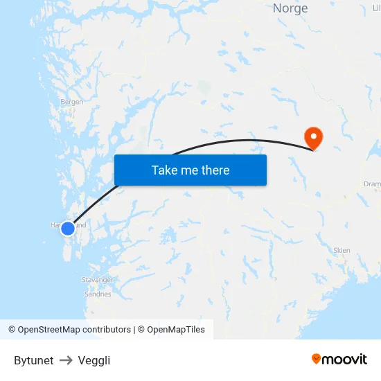 Bytunet to Veggli map