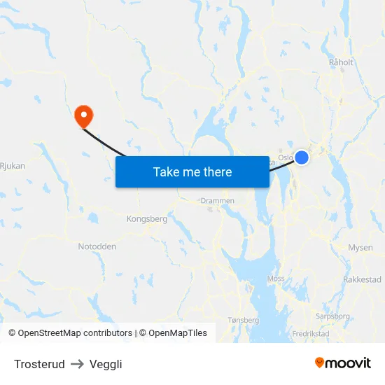 Trosterud to Veggli map