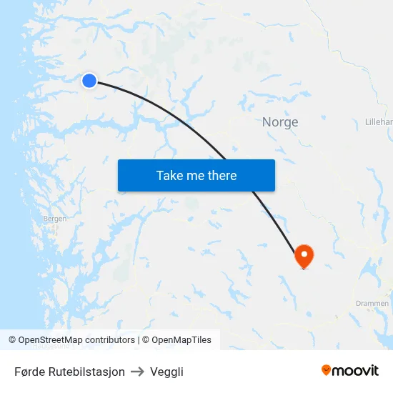 Førde Rutebilstasjon to Veggli map