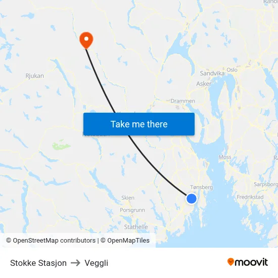 Stokke Stasjon to Veggli map