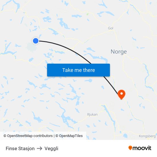 Finse Stasjon to Veggli map