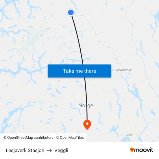 Lesjaverk Stasjon to Veggli map