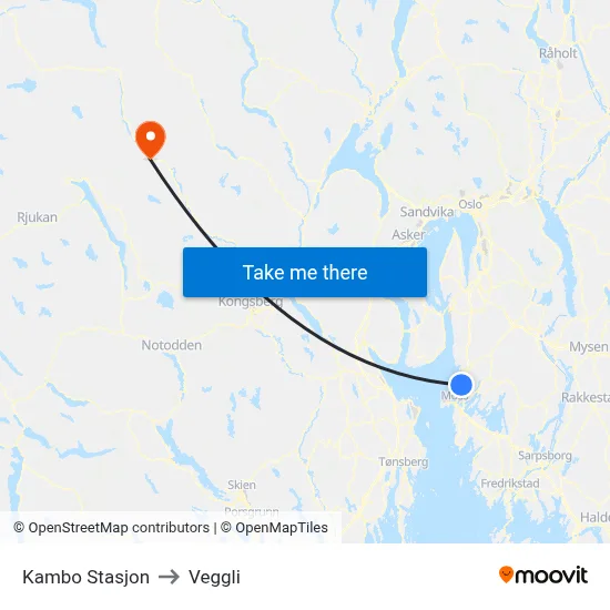 Kambo Stasjon to Veggli map
