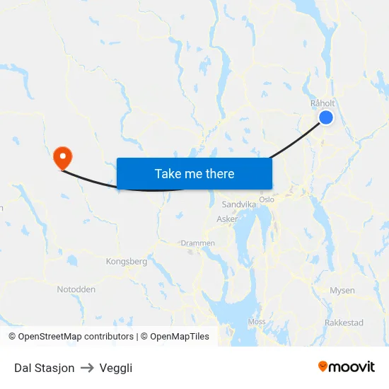 Dal Stasjon to Veggli map