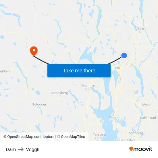 Dam to Veggli map