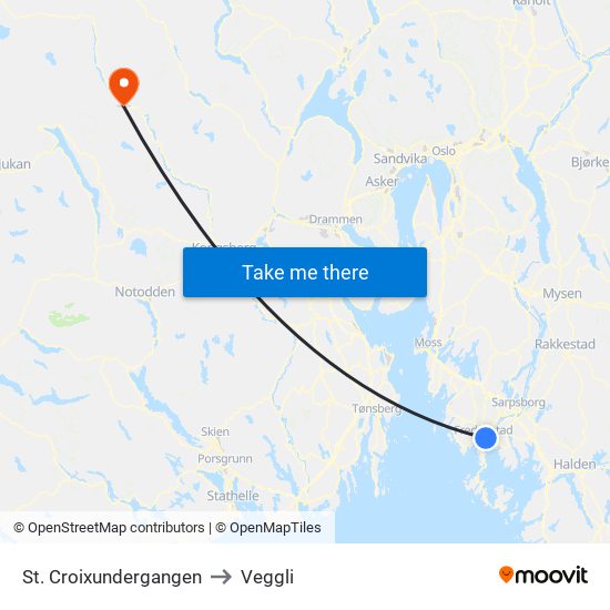 St. Croixundergangen to Veggli map