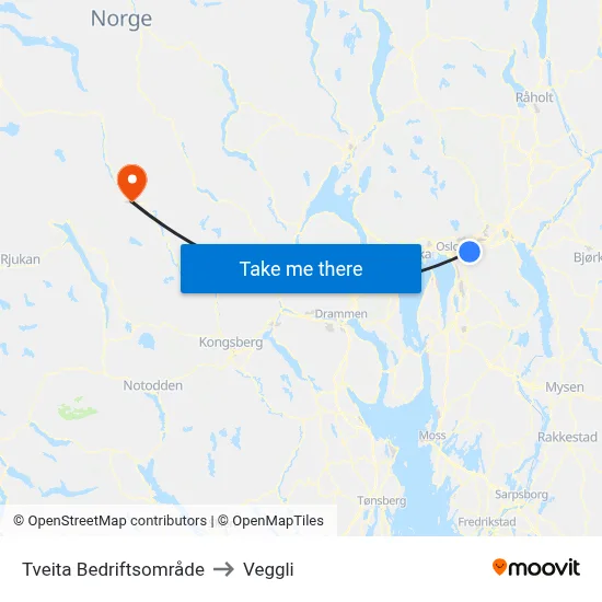 Tveita Bedriftsområde to Veggli map