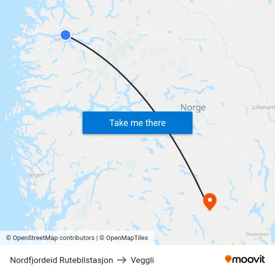 Nordfjordeid Rutebilstasjon to Veggli map