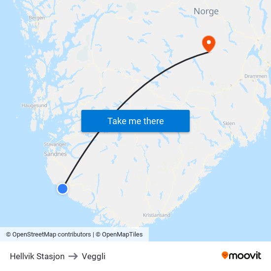 Hellvik Stasjon to Veggli map