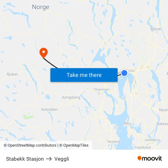 Stabekk Stasjon to Veggli map