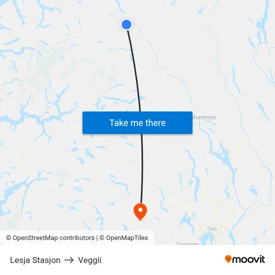 Lesja Stasjon to Veggli map