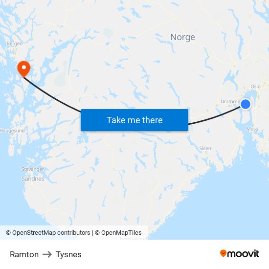 Ramton to Tysnes map