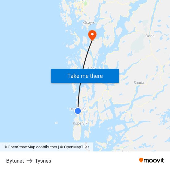 Bytunet to Tysnes map