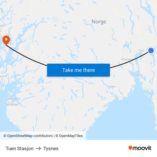 Tuen Stasjon to Tysnes map