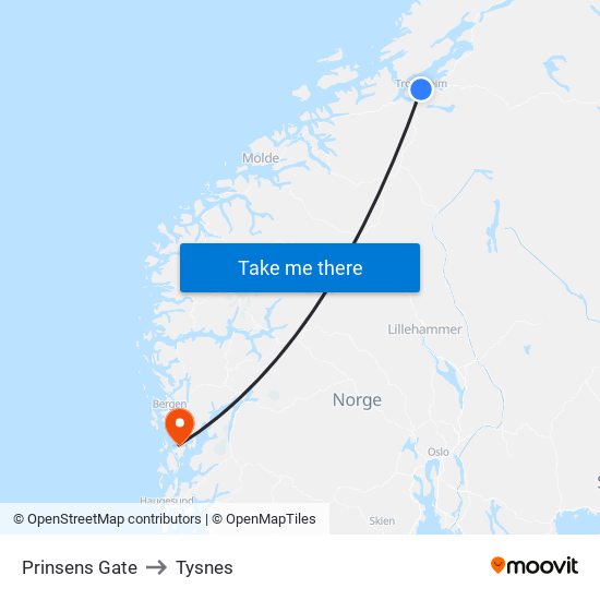 Prinsens Gate to Tysnes map