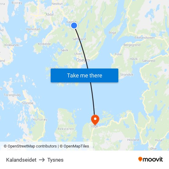 Kalandseidet to Tysnes map