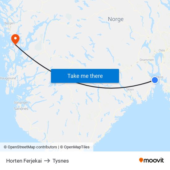 Horten Ferjekai to Tysnes map