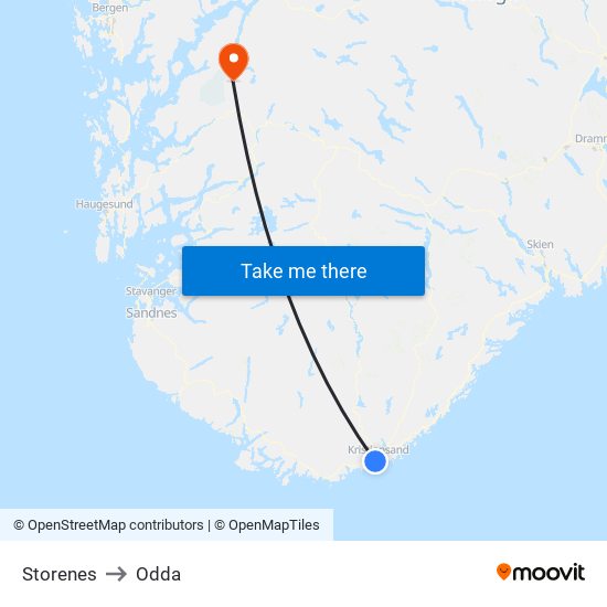 Storenes to Odda map