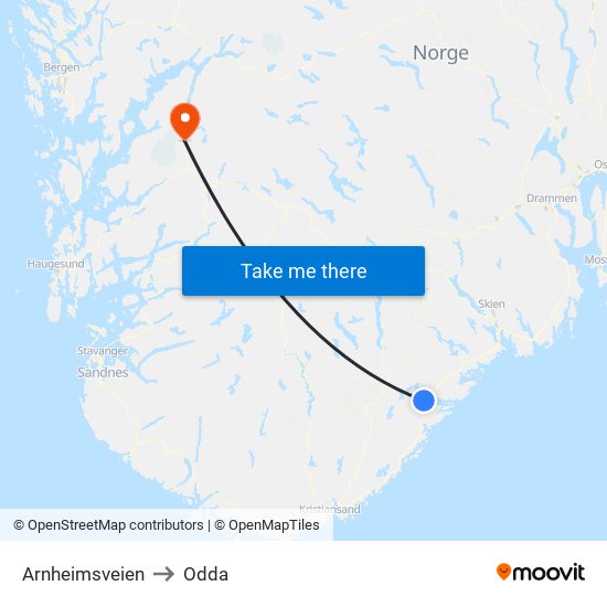 Arnheimsveien to Odda map