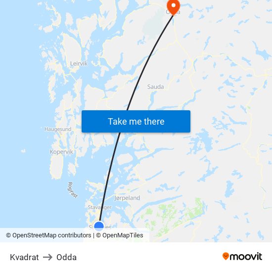 Kvadrat to Odda map