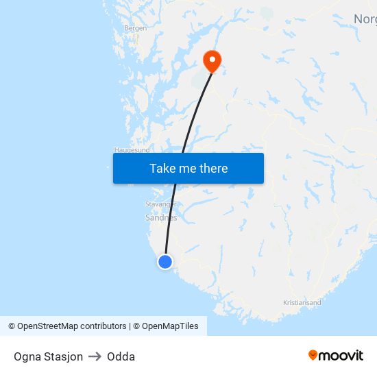 Ogna Stasjon to Odda map