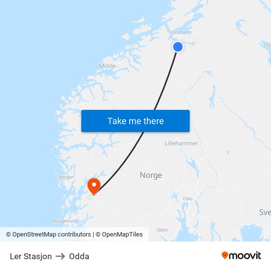 Ler Stasjon to Odda map