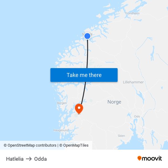 Hatlelia to Odda map