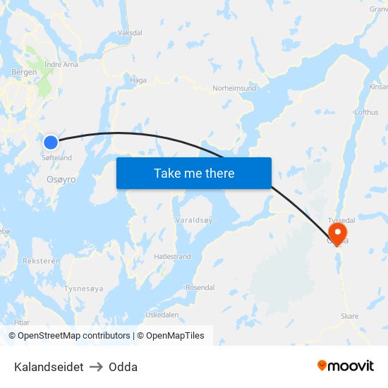 Kalandseidet to Odda map