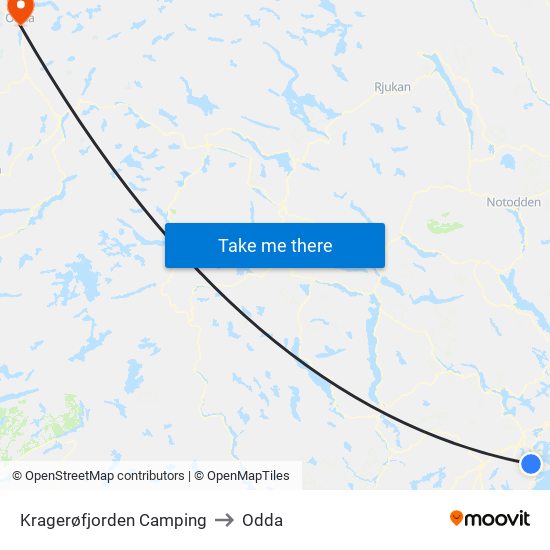 Kragerøfjorden Camping to Odda map