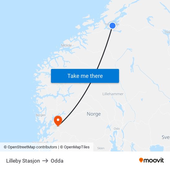 Lilleby Stasjon to Odda map