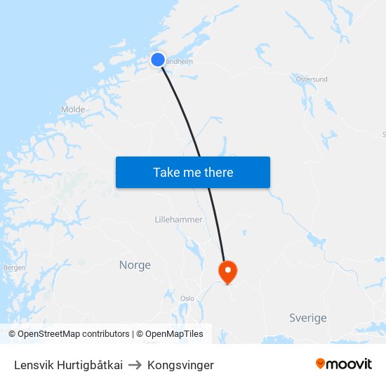 Lensvik Hurtigbåtkai to Kongsvinger map