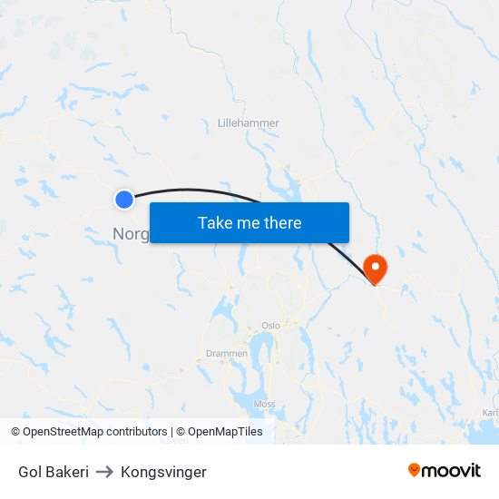 Gol Bakeri to Kongsvinger map