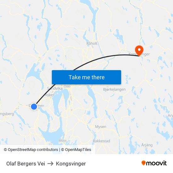 Olaf Bergers Vei to Kongsvinger map