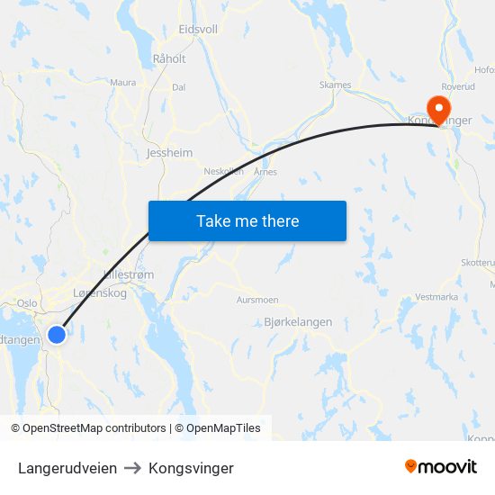 Langerudveien to Kongsvinger map