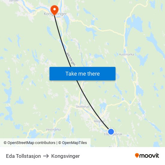 Eda Tollstasjon to Kongsvinger map