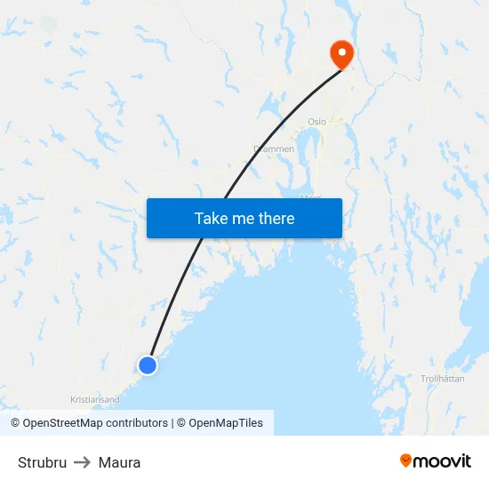 Strubru to Maura map