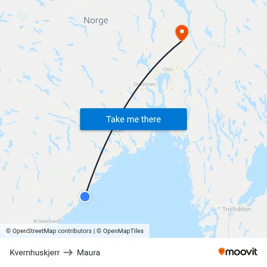 Kvernhuskjerr to Maura map