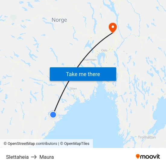 Slettaheia to Maura map