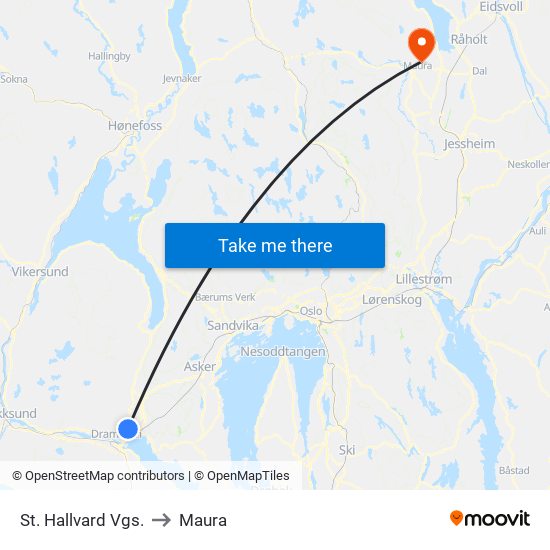 St. Hallvard Vgs. to Maura map