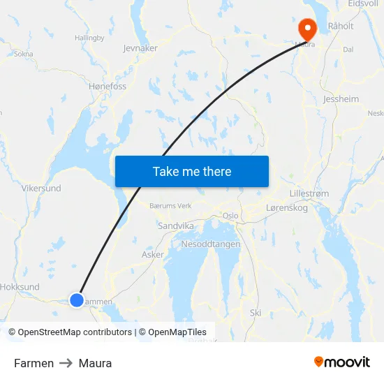 Farmen to Maura map