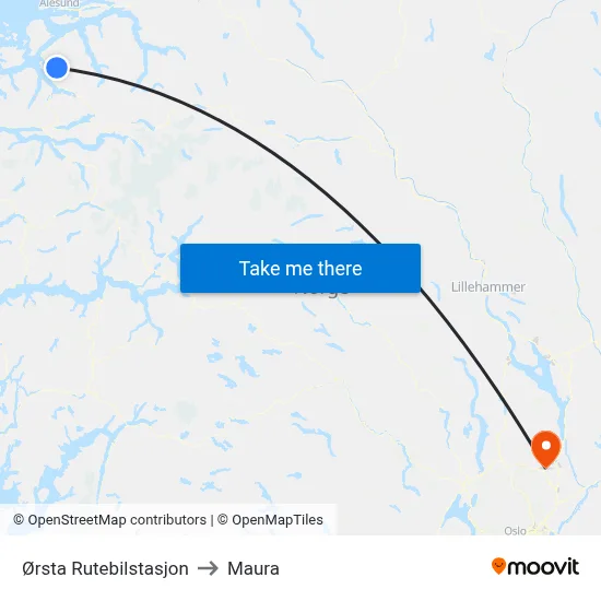 Ørsta Rutebilstasjon to Maura map