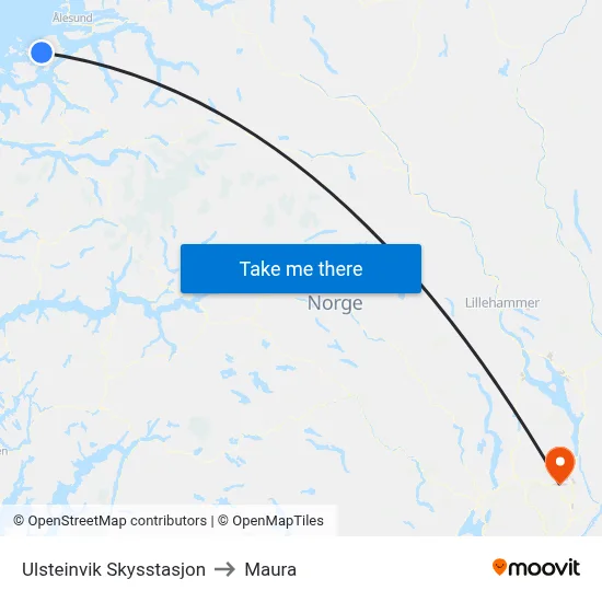 Ulsteinvik Skysstasjon to Maura map