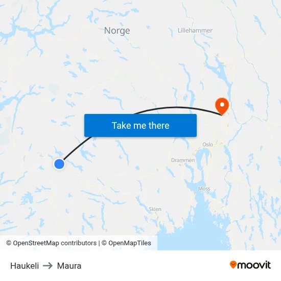 Haukeli to Maura map