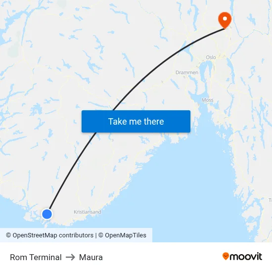 Rom Terminal to Maura map